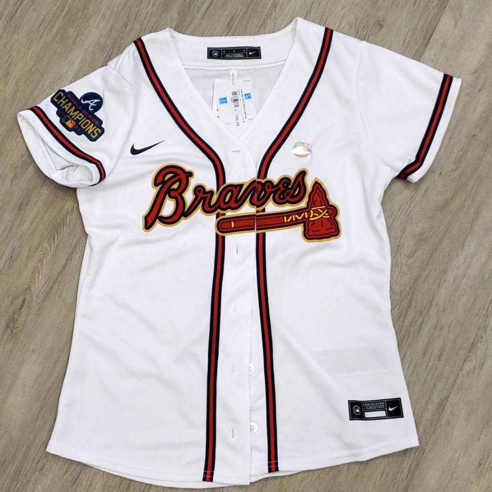 Women's Nike Atlanta Braves Austin Riley Gold Champions Jersey